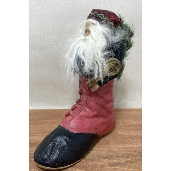 Vintage Primitive Santa Claus in Red Boot 7 Inch Old World Rustic - Picture 6 of 7
